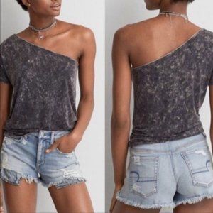 American Eagle AEO Soft & Sexy Acid Washed One Shoulder Top